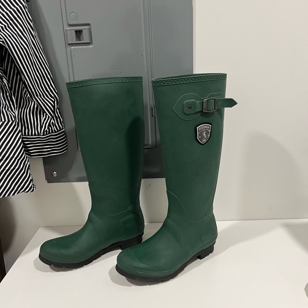 KAMIK Jennifer Rubber Rain Boots Tall Waterproof Non-slip Green SZ 7